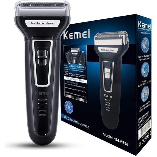 In 1 Kemei KM-6558 Electric Shaver Nose Hair Trimmer Double-Blades Beard Trimmer Machine